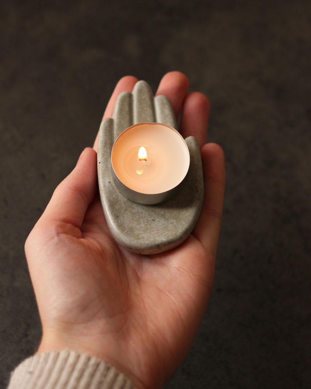 Small concrete trinket tray or tealight candle holder