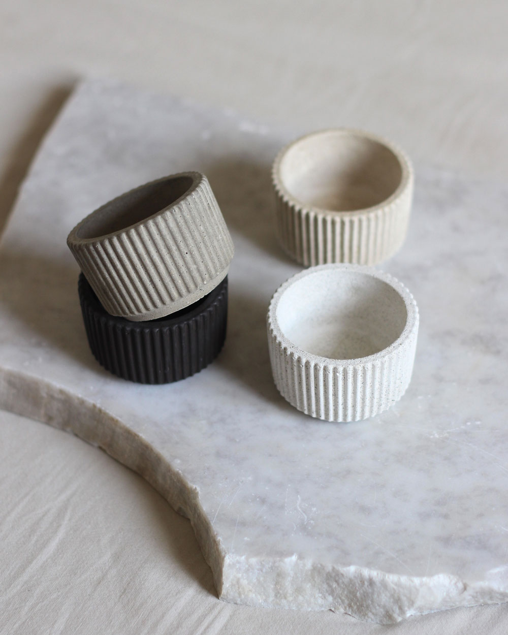 Ribbed Tealight Candle Holder in Concrete