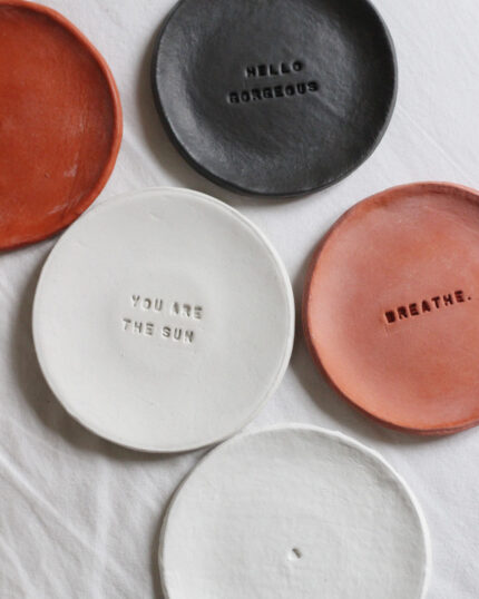 Clay Ring Dish With Text