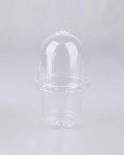 Round transparent pot with humidity dome, diameter 9 cm