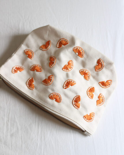 Embroidered Bag with Oranges